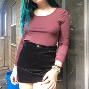 Copper long sleeve velvet crop top